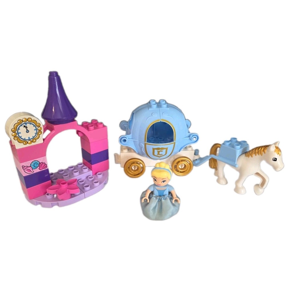 Lego Duplo Disney princess Cinderella's carriage Castle Clock White Gold Horse